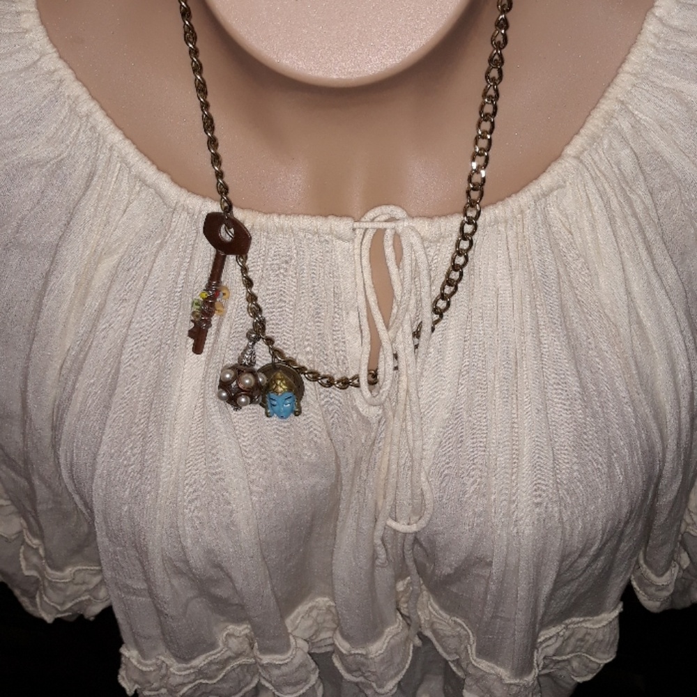 Ralph Lauren blouse boho * 3 charm necklace